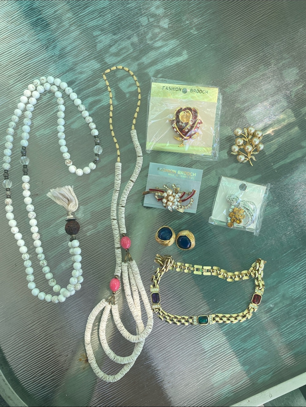 Assorted Women’s Jewelry Set - White Beaded Necklace Bundle